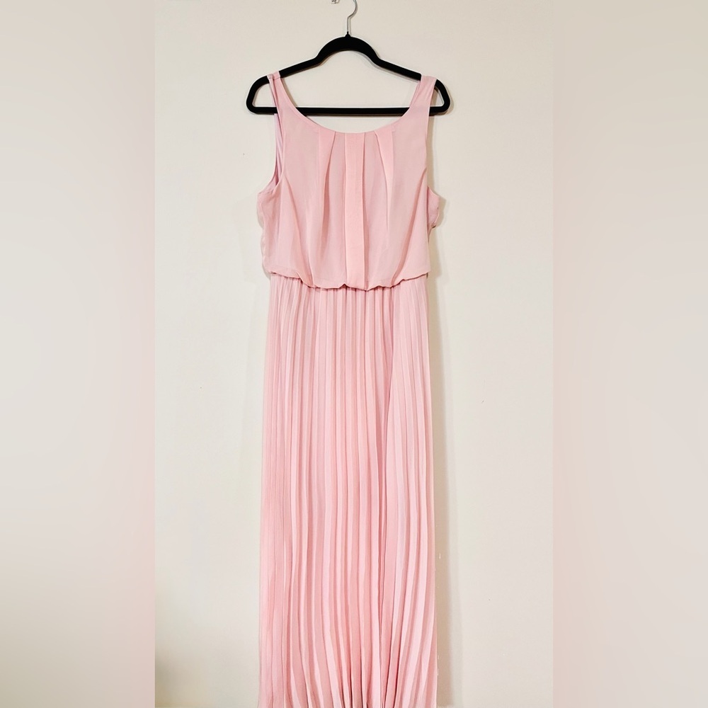 Blush Pink Pleated Maxi Dress Prom Dress Bridesmaid Dress Size 13/14 by B.Darlin